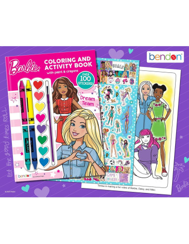 Libro de Colorear Bendon Barbie con Pinturas y Crayones