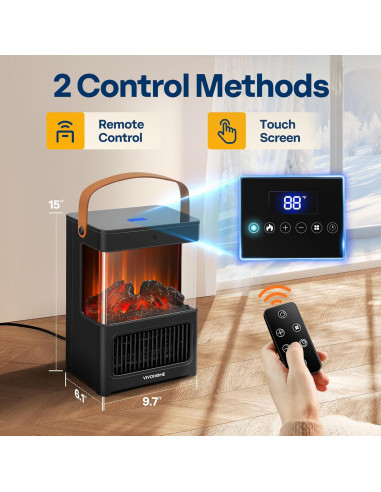 Calefactor Eléctrico VIVOHOME Chimenea Portátil 1500W