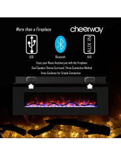 Chimenea Eléctrica Cheerway 42" con Altavoz Bluetooth 2