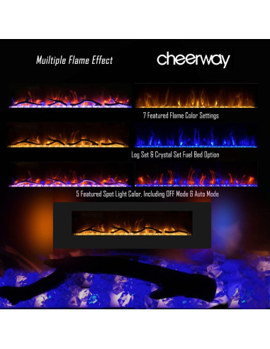 Chimenea Eléctrica Cheerway 42" con Altavoz Bluetooth