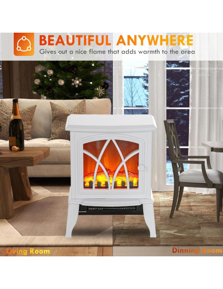 Estufa Eléctrica HOMCOM Chimenea Independiente 750/1500W Blanca Estufa Eléctrica HOMCOM Chimenea Independiente 750/1500W Blanca