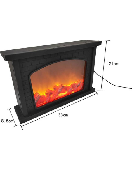 Lámpara de chimenea eléctrica HEITIGN, efecto llama, negra Lámpara de chimenea eléctrica HEITIGN, efecto llama, negra