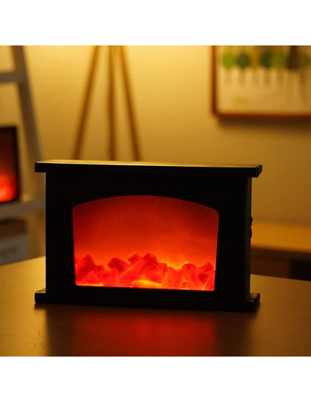 Lámpara de chimenea eléctrica HEITIGN, efecto llama, negra Lámpara de chimenea eléctrica HEITIGN, efecto llama, negra