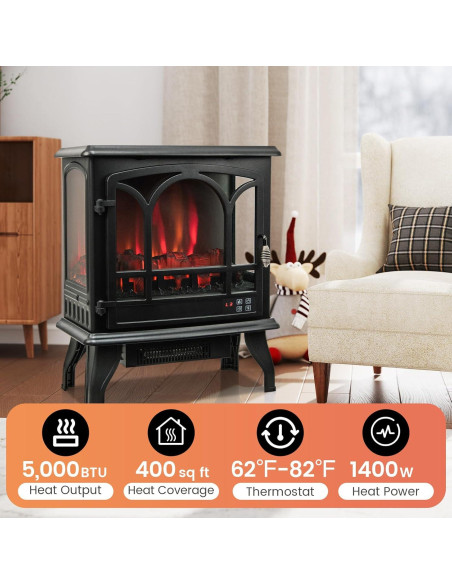 Calefactor de Chimenea Eléctrica ORALNER 1400W 23" Negro Calefactor de Chimenea Eléctrica ORALNER 1400W 23" Negro