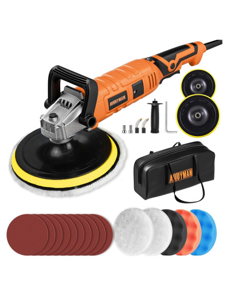 Pulidor de Coche Alloyman 1200W 7 Velocidades 3000 RPM Pulidor de Coche Alloyman 1200W 7 Velocidades 3000 RPM