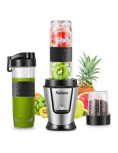 Batidora Personal Yabano 500W con Botellas 2x600ml y Molinillo