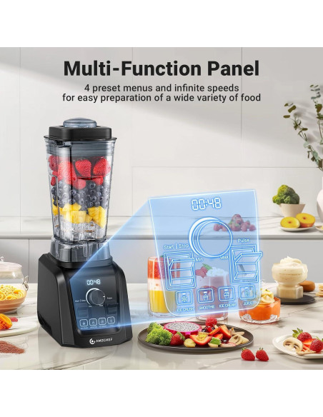 Licuadora AMZCHEF 1800W 68 oz con Velocidad Variable y 5 Funciones Licuadora AMZCHEF 1800W 68 oz con Velocidad Variable y 5 Funciones