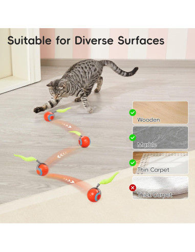 Juguete Interactivo para Gatos Potaroma Bola Rodante Naranja