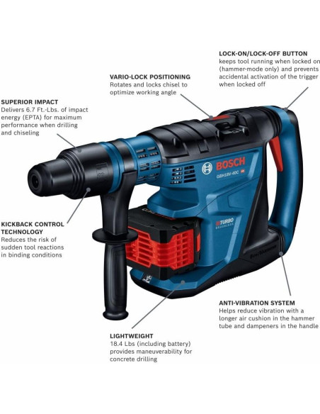 Martillo Rotativo Bosch GBH18V-40CK27 18V SDS-max 1-5/8" Martillo Rotativo Bosch GBH18V-40CK27 18V SDS-max 1-5/8"