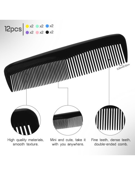 Juego de 12 Peines para Cabello DTUIEUI - Colores Variados Juego de 12 Peines para Cabello DTUIEUI - Colores Variados
