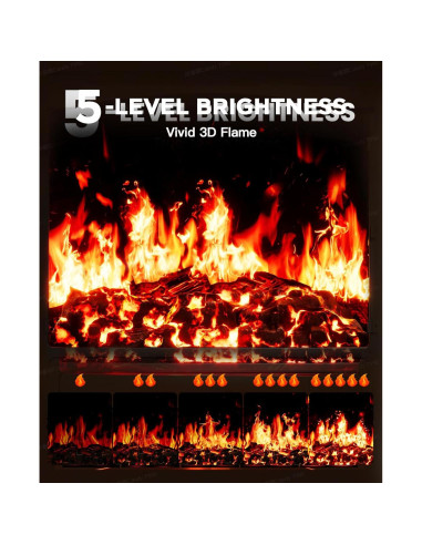 Calentador de Chimenea Eléctrica Silonn SLELF01B-24, 1400W, Control Remoto