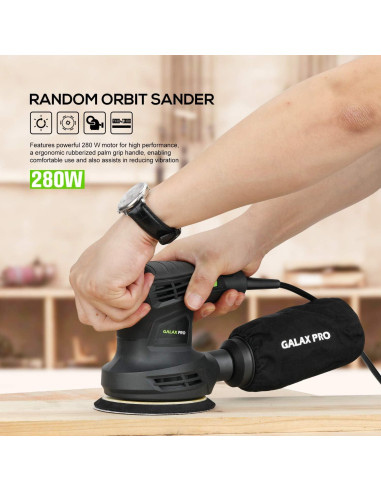 Lijadora Orbital Eléctrica GALAX PRO 280W 125mm con Discos