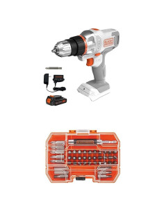 Taladro Inalámbrico BLACK+DECKER 20V MAX con 42 Piezas