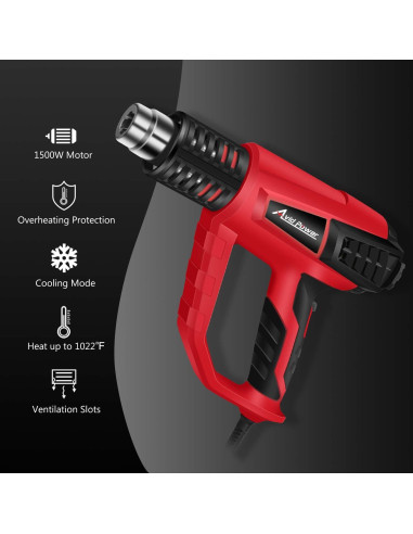 Pistola de Calor AVID POWER 1500W con 3 Temperaturas y Accesorios
