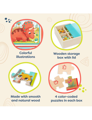 Pack de Rompecabezas de Madera B. toys - 8 Piezas para Niños 3+