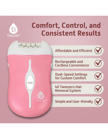 Depiladora Inalámbrica Pursonic FE120P 40 Pinzas Rosa Depiladora Inalámbrica Pursonic FE120P 40 Pinzas Rosa
