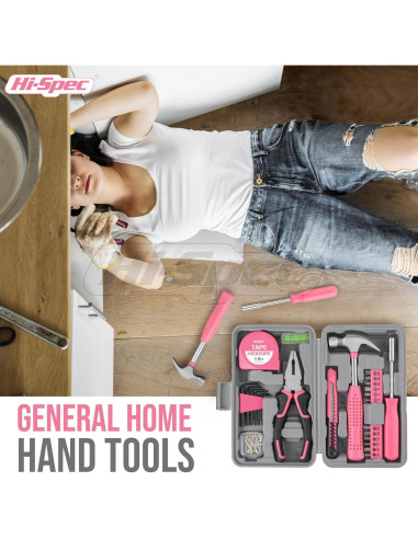 Juego de Herramientas Hi-Spec 25 Piezas Rosa para Damas