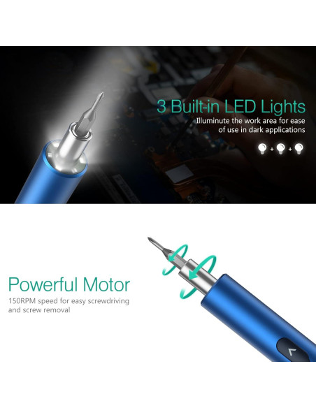 Destornillador Eléctrico ORIA 28 en 1 Recargable USB Tipo-C Azul Destornillador Eléctrico ORIA 28 en 1 Recargable USB Tipo-C Azul