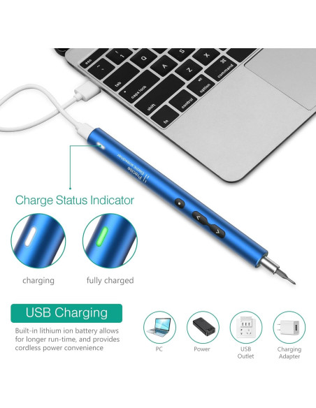 Destornillador Eléctrico ORIA 28 en 1 Recargable USB Tipo-C Azul Destornillador Eléctrico ORIA 28 en 1 Recargable USB Tipo-C Azul