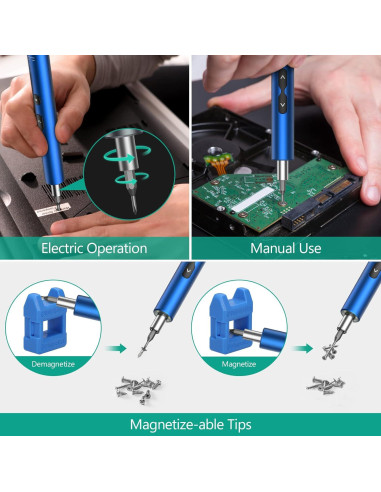 Destornillador Eléctrico ORIA 28 en 1 Recargable USB Tipo-C Azul