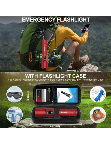 Linterna Táctica LED Banral K-2401-B Recargable USB C 5000mAh Linterna Táctica LED Banral K-2401-B Recargable USB C 5000mAh