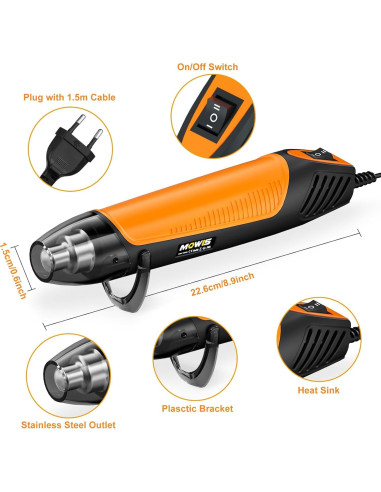 Mini Pistola de Calor MOWIS 350W 350 C con Boquilla Reflectora