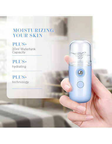 Humidificador Facial Portátil Honoson 30 ml USB Negro y Azul