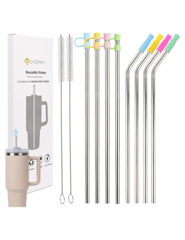 Popotes Reutilizables de Acero Inoxidable ChezMax - Set de 8