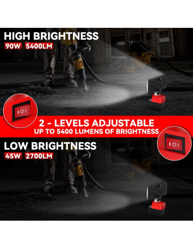 Luz de Trabajo LED Inalámbrica DEMIMA 8" 90W 5400 Lúmenes USB