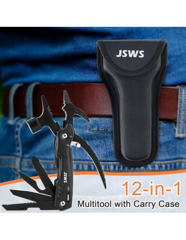 Martillo Multiherramienta JSWS 12-en-1 para Camping y Bricolaje