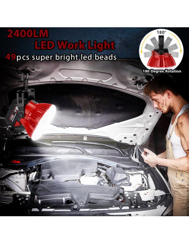 Linterna LED de Camping Adisipsoarin 2400LM 24W para Milwaukee