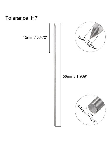 Broca Reamer Chucking 1mm H7 Acero Alta Velocidad uxcell