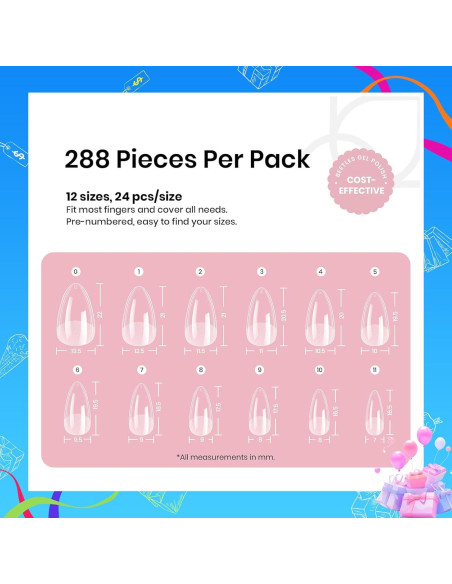 Consejos de Uñas Almendras Cortas Beetles 288 PCS Gel Mate Consejos de Uñas Almendras Cortas Beetles 288 PCS Gel Mate