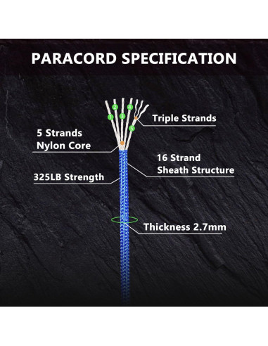 Cuerda Paracord 30.48m 60.96m LUYADIN 325lb Nylon 2.7mm