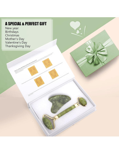 Conjunto Rodillo de Jade y Gua Sha Deciniee - Masaje Facial 2 en 1