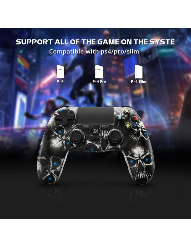 Controlador Inalámbrico Boowen para PS4 - Negro, Doble Shock