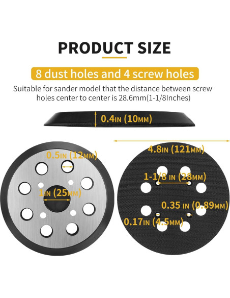 Pad de Lijado 5" Ridgid R2600 R2601 Metal Gancho y Bucle Pad de Lijado 5" Ridgid R2600 R2601 Metal Gancho y Bucle