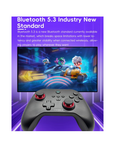 Controlador Inalámbrico COOBILE Gamepad Bluetooth Negro