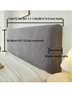 Funda de Cabecera Estirable W WWEENUO 1.8m Gris Oscuro 2