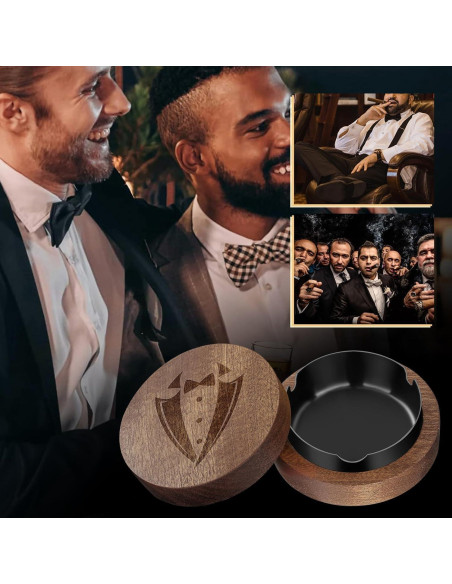Cenicero de Madera LULLEA con Tapa Antihumos para Padrinos Cenicero de Madera LULLEA con Tapa Antihumos para Padrinos
