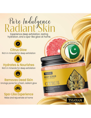 Exfoliante de Sal del Himalaya Thayan 348g - Multiuso Cítrico