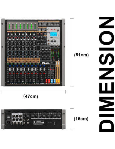 Mezclador de Audio Profesional LA-12, 12 Canales, Reverb DSP