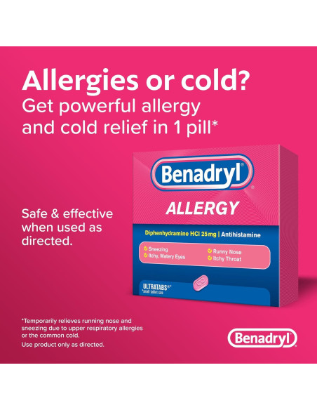 Benadryl Ultratabs 25 mg Antihistamínico Alivio Alergias 24 ct Benadryl Ultratabs 25 mg Antihistamínico Alivio Alergias 24 ct