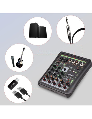 Mezclador de Audio 6 Canales DJ XLI1281909056379NV 48V Phantom