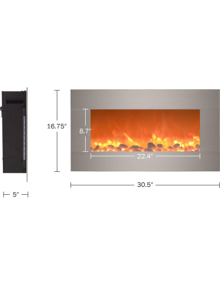 Chimenea Eléctrica Montada en Pared Northwest 76.2 cm 1500W Chimenea Eléctrica Montada en Pared Northwest 76.2 cm 1500W
