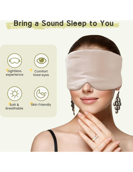 Máscara de Ojos de Bambú iCooBreeze Ajustable Grande Albaricoque Máscara de Ojos de Bambú iCooBreeze Ajustable Grande Albaricoque