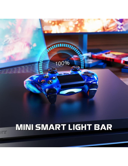 Controlador Inalámbrico Boowen para PS4 - Azul y Negro, Doble Shock Controlador Inalámbrico Boowen para PS4 - Azul y Negro, Doble Shock