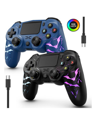 Controlador Inalámbrico CHENGDAO PS4 Azul y Negro con Luz