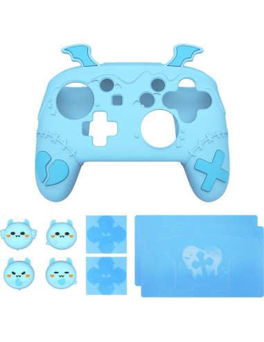 Funda de Silicona PlayVital Gothic Imp para Controlador Pro Switch - Azul Aqua
