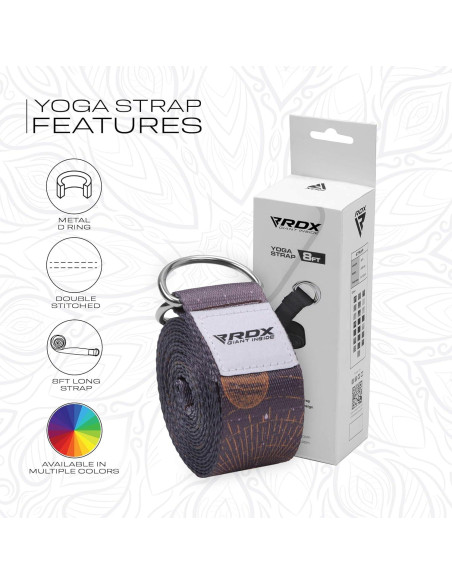 Correa de Yoga RDX 8 pies Ajustable Poliester Algodón Correa de Yoga RDX 8 pies Ajustable Poliester Algodón